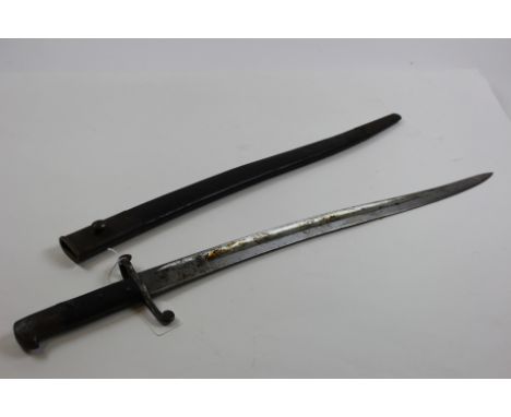 Bayonet: A British Pattern 1856/8 Volunteer sword bayonet, pommel marked 'V-GM A3-402' to a Volunteer Artillery unit. Good bl