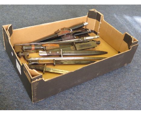 Bayonets - selection of various types incl Swiss STGW 57 Assault Rifle x2, British 1853 Socket Bayonet, Russian 1897 Socket B