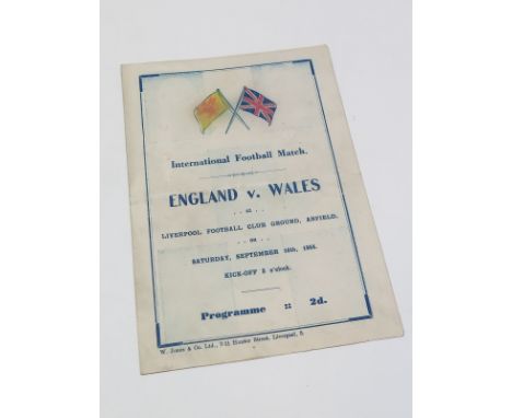 Football programme - England v Wales Wartime International played at Liverpool 16/9/1944, scarce item (1)