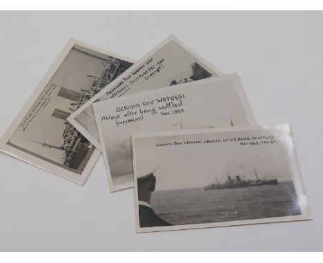 German ship Watussi being scuttled & prisoners, R/P's taken from HMS Sussex November 1939 (4) unusual & interesting