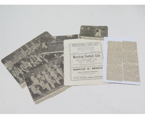 Football programme - played at Worthing 27/10/1926 between Sussex v Dorset, programme + cuttings