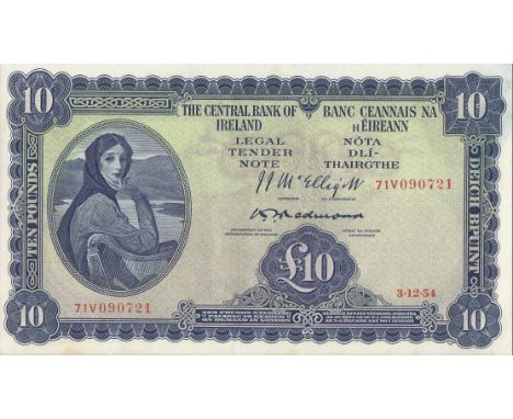 Ireland, Central Bank of £10 (3/12/1954) aUnc, very light brown mark bottom left