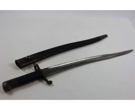 Bayonet: Pattern 1856 sword bayonet blade marked with Knights helmet logo of W.R. KIRSCHBAUM & CIE using this logo between 18