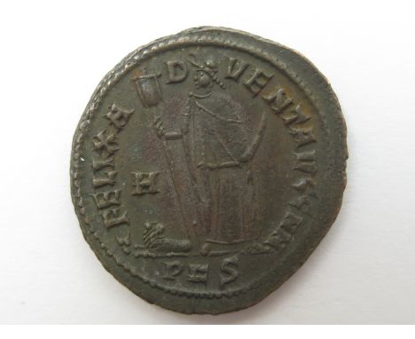 Maximian follis, Carthage Mint 297 A.D., reverse reads:- FELIX ADVENT AVGG NN, Africa standing facing, head left, holding sta