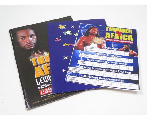 Boxing famous bout Lennox Lewis v Hasim Rahman at Carnival City Casino South Africa 21/4/2001. Includes Official programme pr
