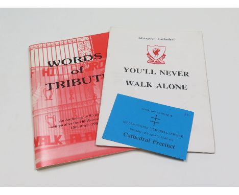 Football - Liverpool re Hillsborough Disaster copy of the Church Service 29/4/89 and Ticket for Cathedral Precinct and Book o