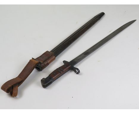Bayonet: A good U.S. P'17 by Remington in its steel mounted leather scabbard with WW2 Home Guard Frog. A good example. Scabba