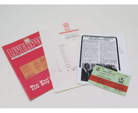 Football - Liverpool v Norwich 30/4/1994 last stand and match played for the KOP programme & rare team sheet and very rare Di