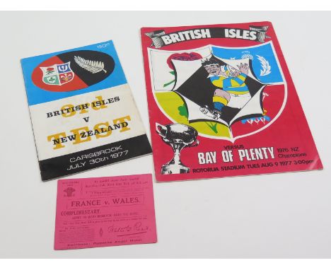 British Lions 1977 Tour to New Zealand programme, match v's Bay of Plenty at Rotorua Stadium 9/8/1977, Lions winning 23 - 16.
