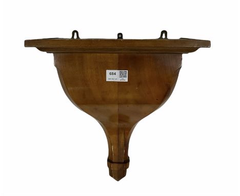 Fruitwood Wall Bracket, the dished and stepped moulded top over shaped and tapering body with canted corners W30cm