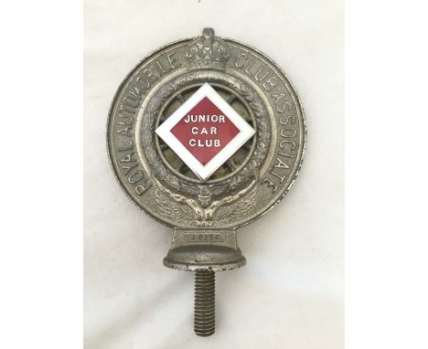 A Royal Automobile Club Associate car badge with Junior Car Club enamel centre, no. 8254.