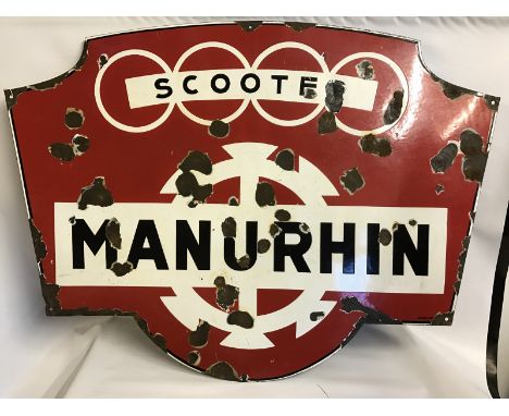 A Manurhin Scooters shaped enamel sign, 39 x 29". 