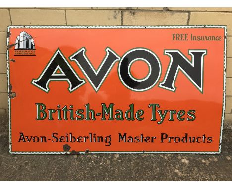A good Avon British-made Tyres rectangular enamel sign with superb gloss, 60 x 36".