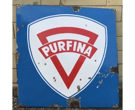 A Purfina enamel sign, 37 1/2 x 38". 