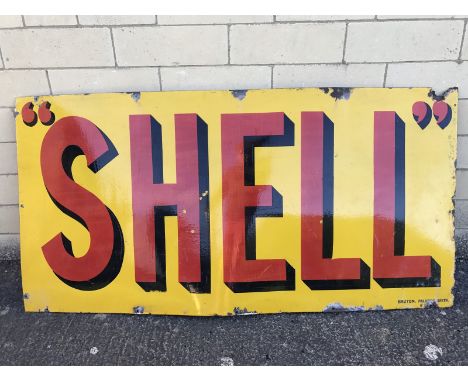 A large Shell rectangular enamel sign by Bruton of Palmers Green, with good gloss, 72 x 36". 
