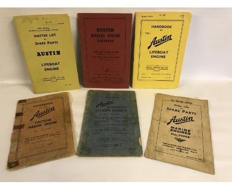 A group of six Austin handbooks and instruction books, all relating to marine engines including lifeboat engine and Triton.