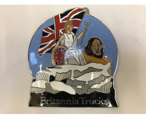 An enamel advertising plaque for Britannia Trucks.