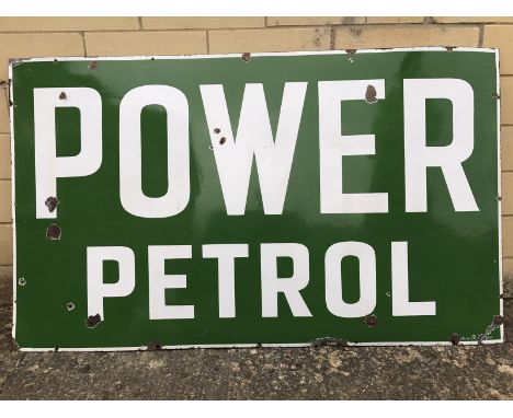 A Power Petrol rectangular enamel sign by Patent Enamel, 60 x 36".