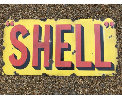 A large Shell rectangular enamel sign by Bruton of Palmers Green, 72 x 36".
