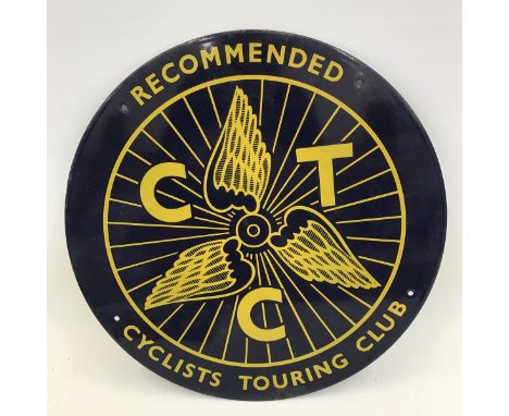 A reproduction Cyclists Touring Club circular enamel sign, 15 3/4" diameter.
