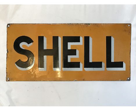A Shell rectangular enamel sign of unusual orange colour, 19 x 9". 
