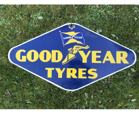 A Goodyear Tyres lozenge shaped enamel sign, 36 x 19". 