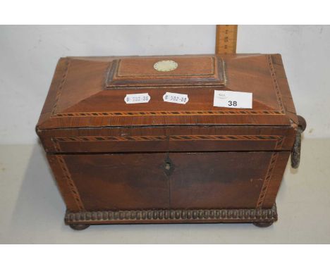 A Victorian sarcophagus shaped wooden tea caddy