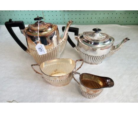 James Dixon & Sons, a silver four piece tea service of demi-reeded form, Sheffield 1908.