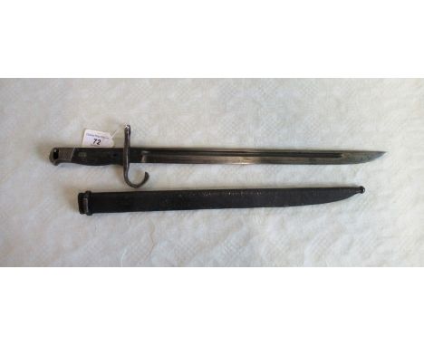 A First World War German bayonet in steel scabbard.