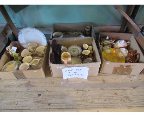 Four boxes of miscellaneous decorative ceramic wares, to include: Hornsea Fauna ware, plate stands, stone wares and other ite