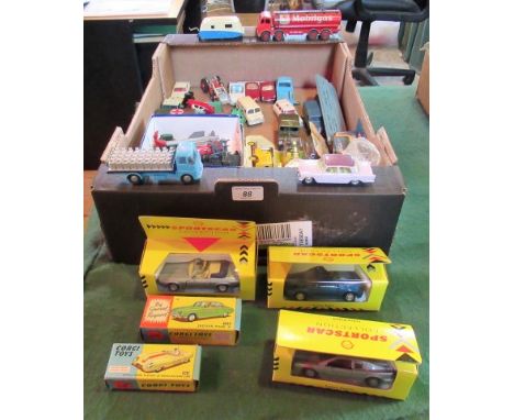 A collection of vintage die-cast vehicles, to include: a Corgi Toys ERF model 44G milk float, a Dinky Super Toys Foden mobile