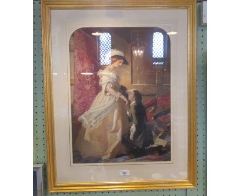 Emily MacCarone, Edmonds First Meeting with Lady Castlewood.  Water and body colour, 53 x 39cm.