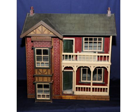 Circa 1900 Country House Estate Craftsman Made scale dolls house with fully fitted interior, detachable front and rear panell