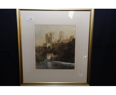 Framed and mounted watercolour of Durham Cathedral by Richard W. Marshall  