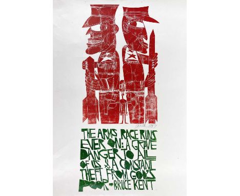 ‡ PAUL PETER PIECH two colour lithograph - with quote from Bruce Kent, Catholic priest, political activist and campaigner for