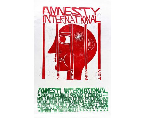 ‡ PAUL PETER PIECH limited edition two colour lithograph - for Amnesty international opposing the detention of prisoners of c