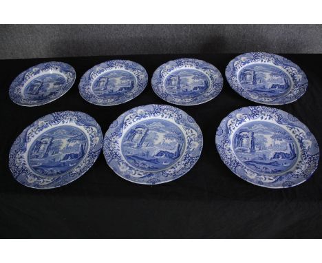 A set of seven Spode plates. Twentieth century reproductions after the 1816 design. D.26cm. (largest) 