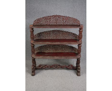 Buffet, 19th century Burmese carved hardwood. H.138 W.115 D.40cm. 