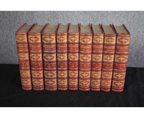 The Works of Shakespeare. Published 1875 by Chapman and Hall, third edition. Half bound in leather with five raised bands and
