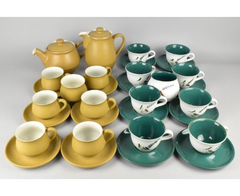 Two Denby Tea Sets to Comprise Green Wheat Set for Eight and a Stone Mustard Glazed Set for Six to Comprise Teapot, Coffee Po