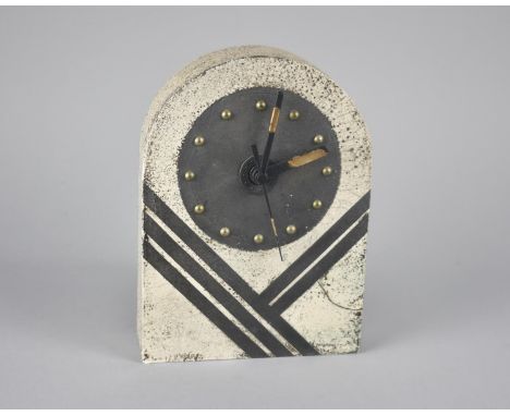 A Studio Pottery Mantle Clock, Battery Movement, 20cm high