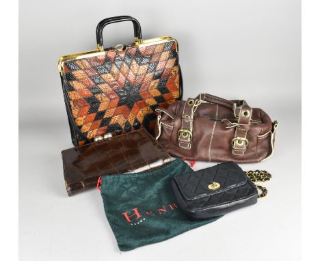 A Collection of Various Vintage and Later Bags to include Ladies Leather Stitched Starburst Decorated Example Etc