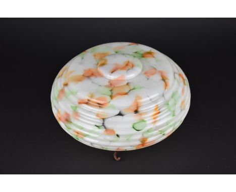 A Mid Century Opaque Orange Marbled Glass Flycatcher Ceiling Light Shade