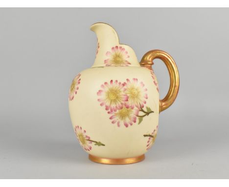 A Royal Worcester Blush Ivory Jug Floral Decorated Jug, Shape 1094, 20cm high