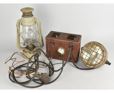 A Collection of Vintage Items to Comprise Lantern, Bulkhead Lamp etc