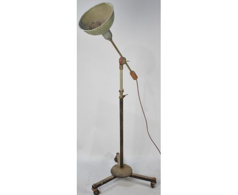 A Vintage Adjustable Lamp on Castor Base with Pendant Shade, Condition Issues