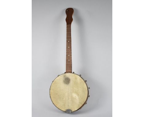 A Vintage Tenor Banjo in Need of Repair, with Case