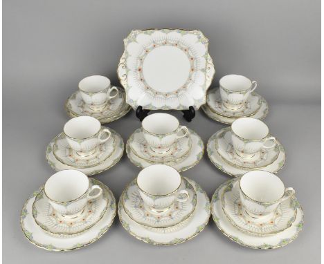 A Plant Tuscan Tea Set for Eight to Comprise Cups, Saucers, Side Plates and a Cake Plate