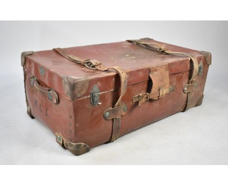 A Vintage Leather Travelling Case, 92cms Wide, Condition issues