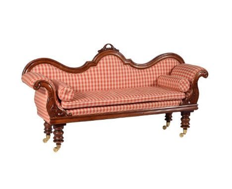 A Victorian mahogany and upholstered sofa, circa 1880, 103cm high, 200cm wide, 52cm deep  Please note that in the PDF catalog